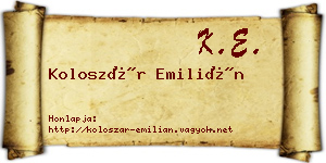 Koloszár Emilián névjegykártya